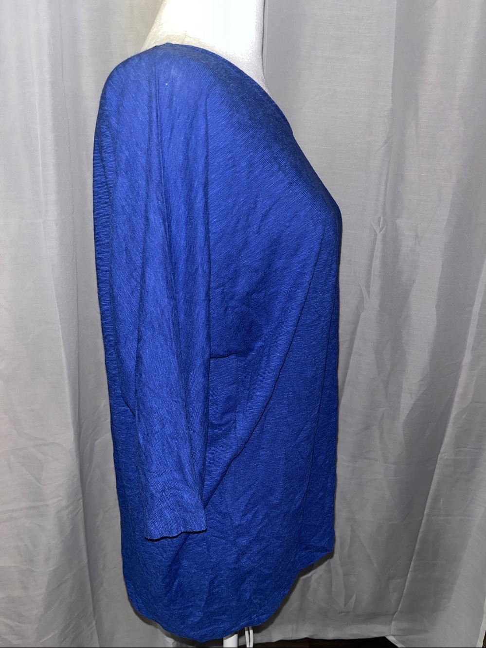 Eileen Fisher Royal Blue Lightweight Boatneck Top 55% Hemo 45% Organic Cotton PS